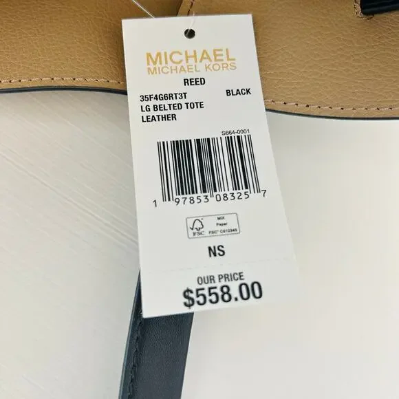 Michael Kors Purse Reed Large Logo Tote Bag Black MK - Picture 7 of 8